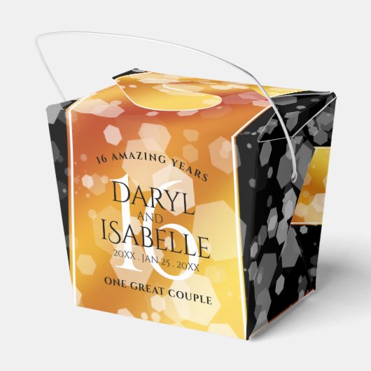 Elegant 16e Golden Topaz Wedding Jubileum Bedankdoosjes (Achterkant)