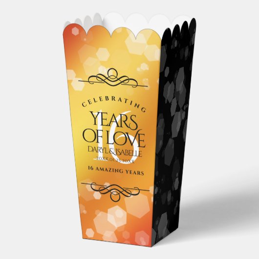 Elegant 16e Golden Topaz Wedding Jubileum Bedankdoosjes (Achterkant)