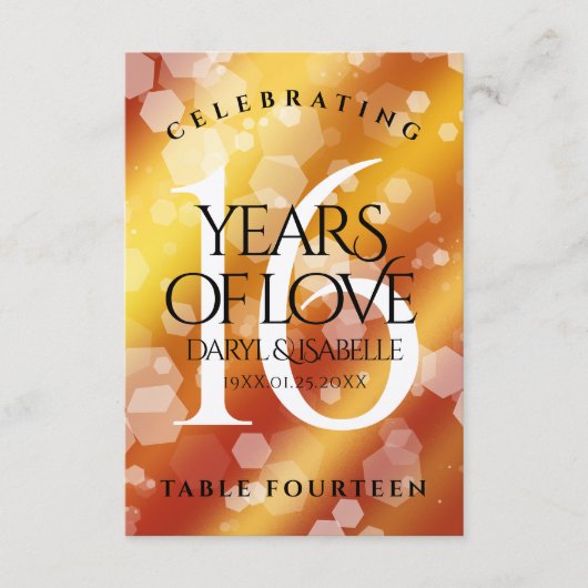 Elegant 16e Golden Topaz Wedding Jubileum Bedankkaart (Voorkant)