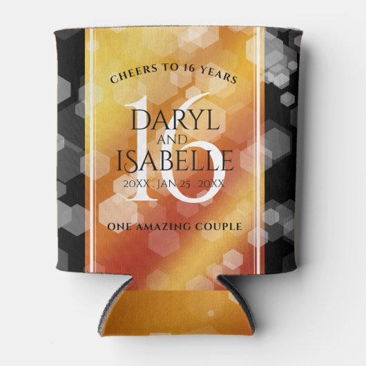 Elegant 16e Golden Topaz Wedding Jubileum Blikjeskoeler (Voorkant)