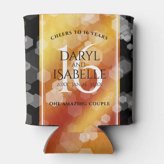 Elegant 16e Golden Topaz Wedding Jubileum Blikjeskoeler (Achterkant)