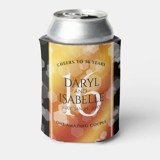 Elegant 16e Golden Topaz Wedding Jubileum Blikjeskoeler (Blikje Achterkant)