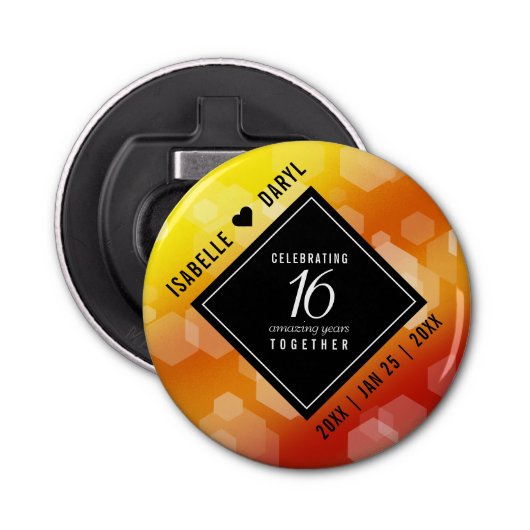 Elegant 16e Golden Topaz Wedding Jubileum Button Flesopener (Voorkant)