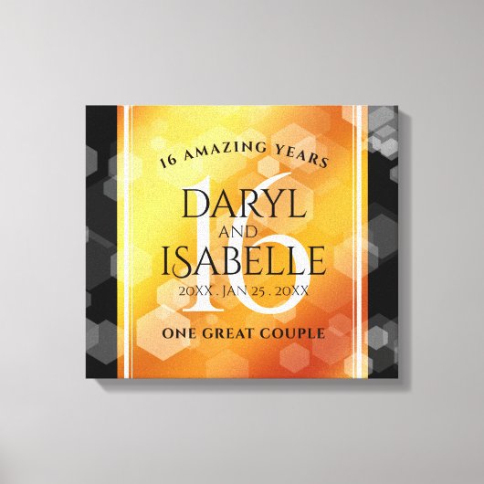 Elegant 16e Golden Topaz Wedding Jubileum Canvas Afdruk (Voorkant)