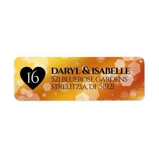 Elegant 16e Golden Topaz Wedding Jubileum Etiket (Voorkant)
