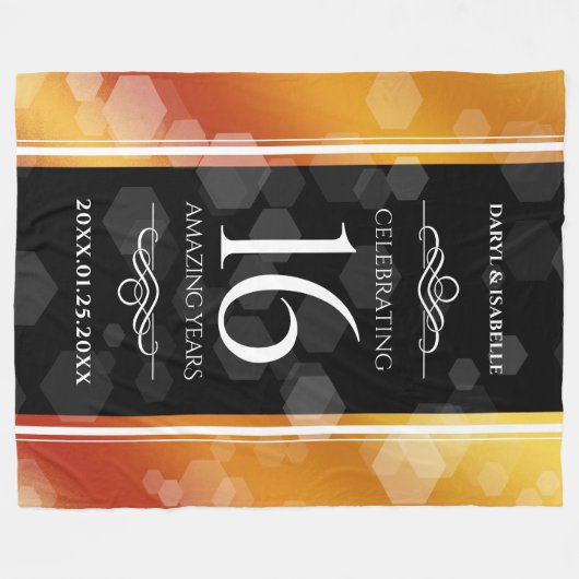 Elegant 16e Golden Topaz Wedding Jubileum Fleece Deken (Voorkant (Horizontaal))