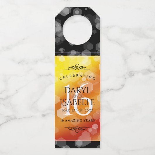 Elegant 16e Golden Topaz Wedding Jubileum Flessenhanger (Achterkant)