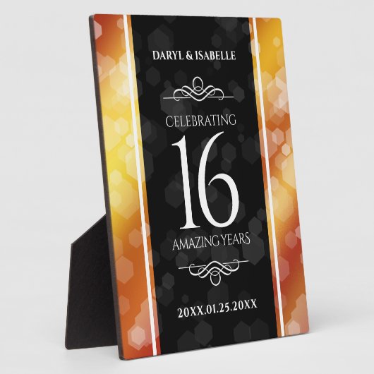 Elegant 16e Golden Topaz Wedding Jubileum Fotoplaat (Zijkant)