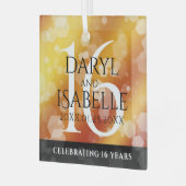 Elegant 16e Golden Topaz Wedding Jubileum Glas Ornament (Voorkant links)