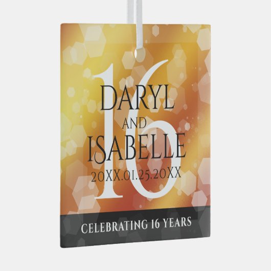 Elegant 16e Golden Topaz Wedding Jubileum Glas Ornament (Voorkant Rechts)