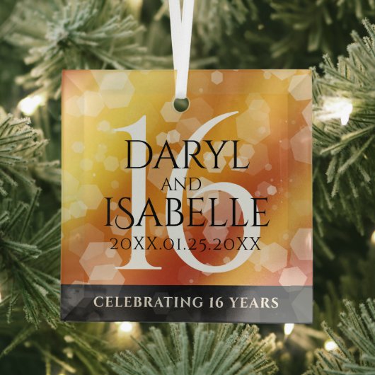 Elegant 16e Golden Topaz Wedding Jubileum Glas Ornament (Insitu)