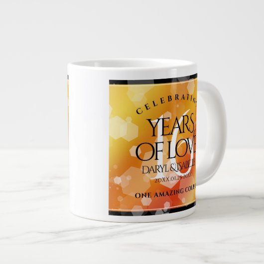 Elegant 16e Golden Topaz Wedding Jubileum Grote Koffiekop (Voorkant rechts)