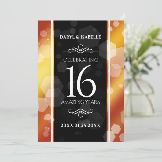 Elegant 16e Golden Topaz Wedding Jubileum Kaart (Staand voorkant)