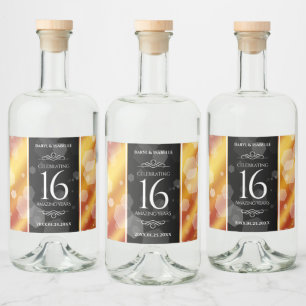 Elegant 16e Golden Topaz Wedding Jubileum Likeurfles Etiket
