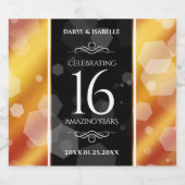 Elegant 16e Golden Topaz Wedding Jubileum Likeurfles Etiket (Enkel label)