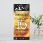 Elegant 16e Golden Topaz Wedding Jubileum Menu (Staand voorkant)