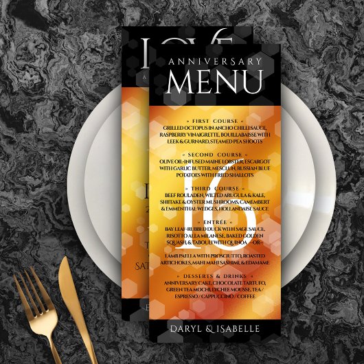 Elegant 16e Golden Topaz Wedding Jubileum Menu