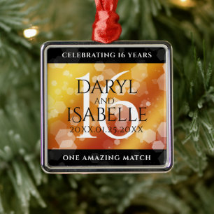 Elegant 16e Golden Topaz Wedding Jubileum Metalen Ornament