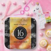 Elegant 16e Golden Topaz Wedding Jubileum Papieren Bordje (Feest)