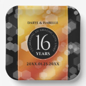 Elegant 16e Golden Topaz Wedding Jubileum Papieren Bordje (Voorkant)