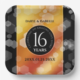 Elegant 16e Golden Topaz Wedding Jubileum Papieren Bordje