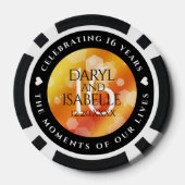 Elegant 16e Golden Topaz Wedding Jubileum Poker Chips (Achterkant)