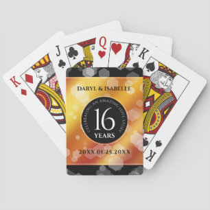 Elegant 16e Golden Topaz Wedding Jubileum Pokerkaarten