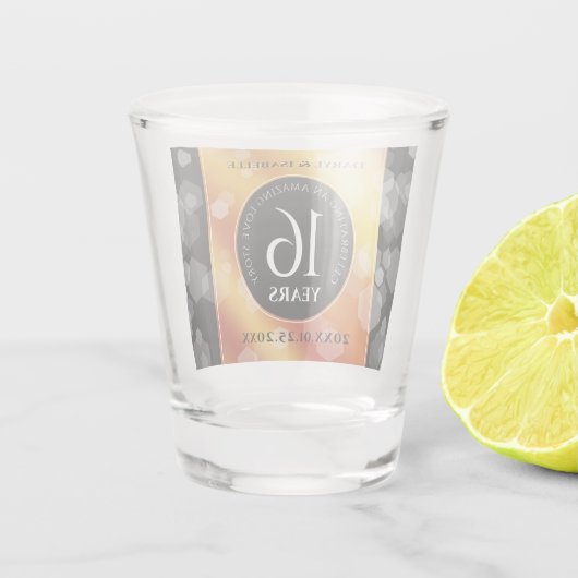 Elegant 16e Golden Topaz Wedding Jubileum Shot Glas (Achterkant)