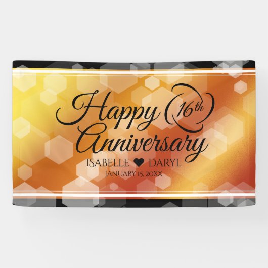 Elegant 16e Golden Topaz Wedding Jubileum Spandoek (Horizontaal)