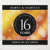 Elegant 16e Golden Topaz Wedding Jubileum Sparkling Wijnetiket (Enkel label)