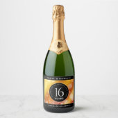Elegant 16e Golden Topaz Wedding Jubileum Sparkling Wijnetiket (Voorkant)