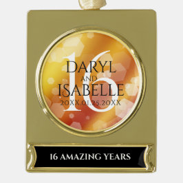 Elegant 16e Golden Topaz Wedding Jubileum Verzilverd Banner Ornament