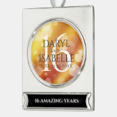 Elegant 16e Golden Topaz Wedding Jubileum Verzilverd Banner Ornament (Links)