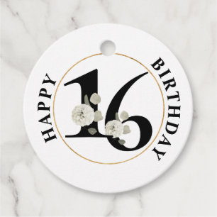 Elegant 16th Birthday Favor Tags Bedankjes Labels