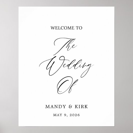 Elegant 16x20 Welcome Wedding Sign | Personalized Poster (Voorkant)