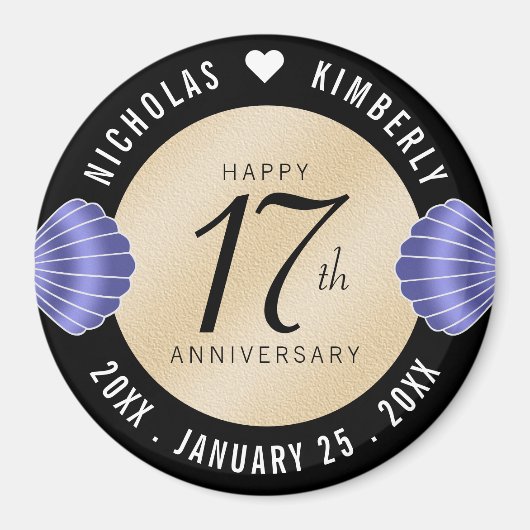 Elegant 17th Shells Beach Sand Wedding Jubileum Magneet (Voorkant)