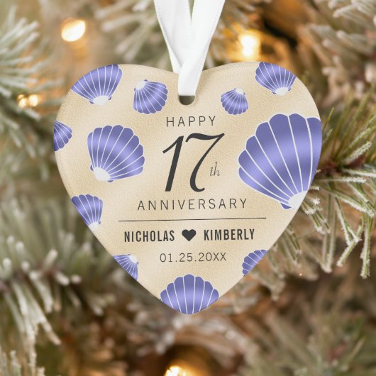 Elegant 17th Shells Beach Sand Wedding Jubileum Ornament (Boom)