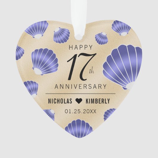 Elegant 17th Shells Beach Sand Wedding Jubileum Ornament (voorkant)