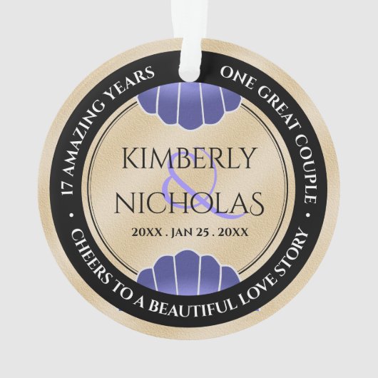 Elegant 17th Shells Beach Sand Wedding Jubileum Ornament (achterkant)