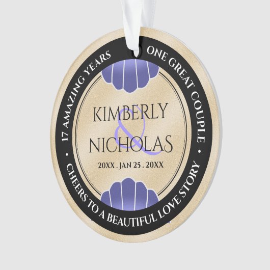 Elegant 17th Shells Beach Sand Wedding Jubileum Ornament (voorkant)