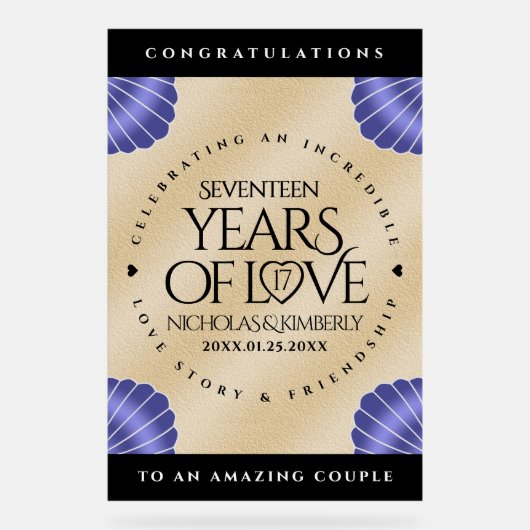 Elegant 17th Shells Wedding Jubileum Acryl Bord (Voorkant)