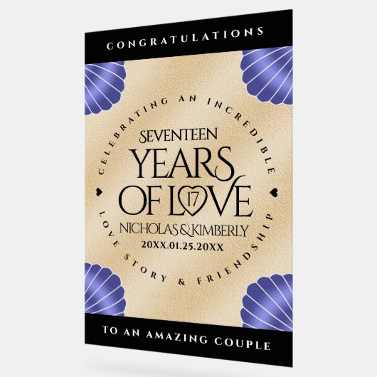 Elegant 17th Shells Wedding Jubileum Acryl Bord (Hoek)