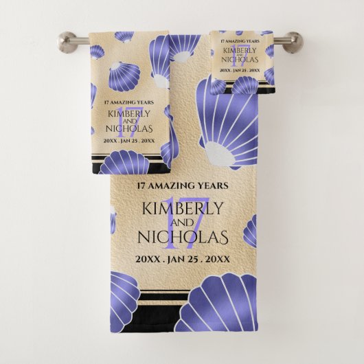 Elegant 17th Shells Wedding Jubileum Bad Handdoek (Insitu)