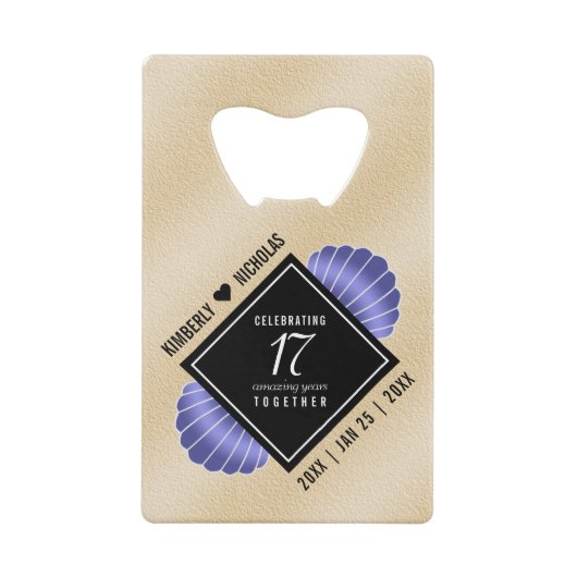 Elegant 17th Shells Wedding Jubileum Creditkaart Flessenopener (Voorkant)