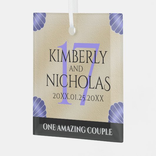 Elegant 17th Shells Wedding Jubileum Glas Ornament (Voorkant links)