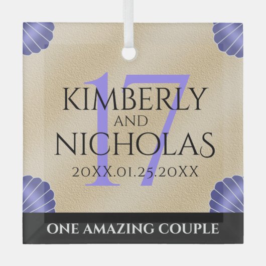 Elegant 17th Shells Wedding Jubileum Glas Ornament (Voorkant)