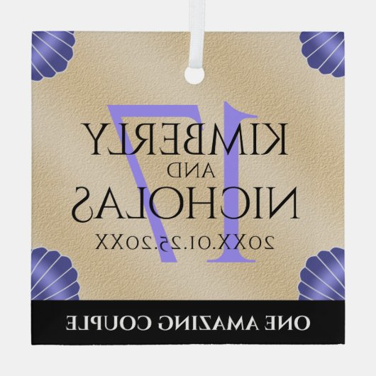 Elegant 17th Shells Wedding Jubileum Glas Ornament (Achterkant)