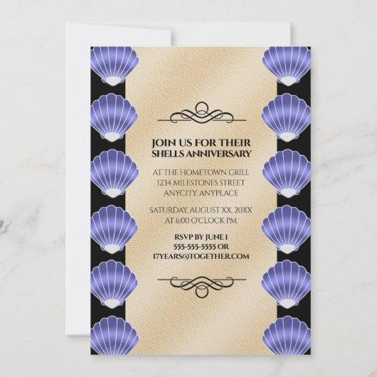 Elegant 17th Shells Wedding Jubileum Kaart (Achterkant)