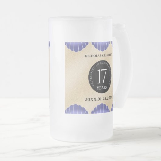 Elegant 17th Shells Wedding Jubileum Matglas Bierpul (Voorkant rechts)