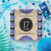Elegant 17th Shells Wedding Jubileum Papieren Bordje (Feest)